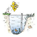 DJK Baderegel 10: Springe nur ins Wasser, wenn es frei und tief genug ist.